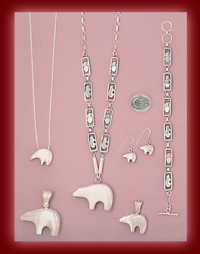 Sterling Silver and Gold Bear jewelry in Pendants, Rings, Necklaces, Earrings, and Bracelets.