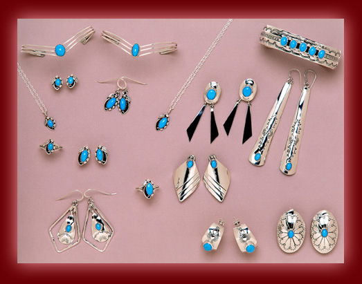 The Navajo indian gemstone of choice is Turquoise and is used in the making of pendants, necklaces, earrings, bolas, bracelets, belt buckles, and watch bands by silversmiths.